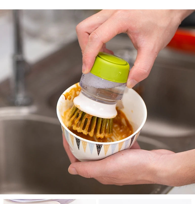 Soap Dispenser Dish Brush for Kitchen Cleaning with Holder Tray