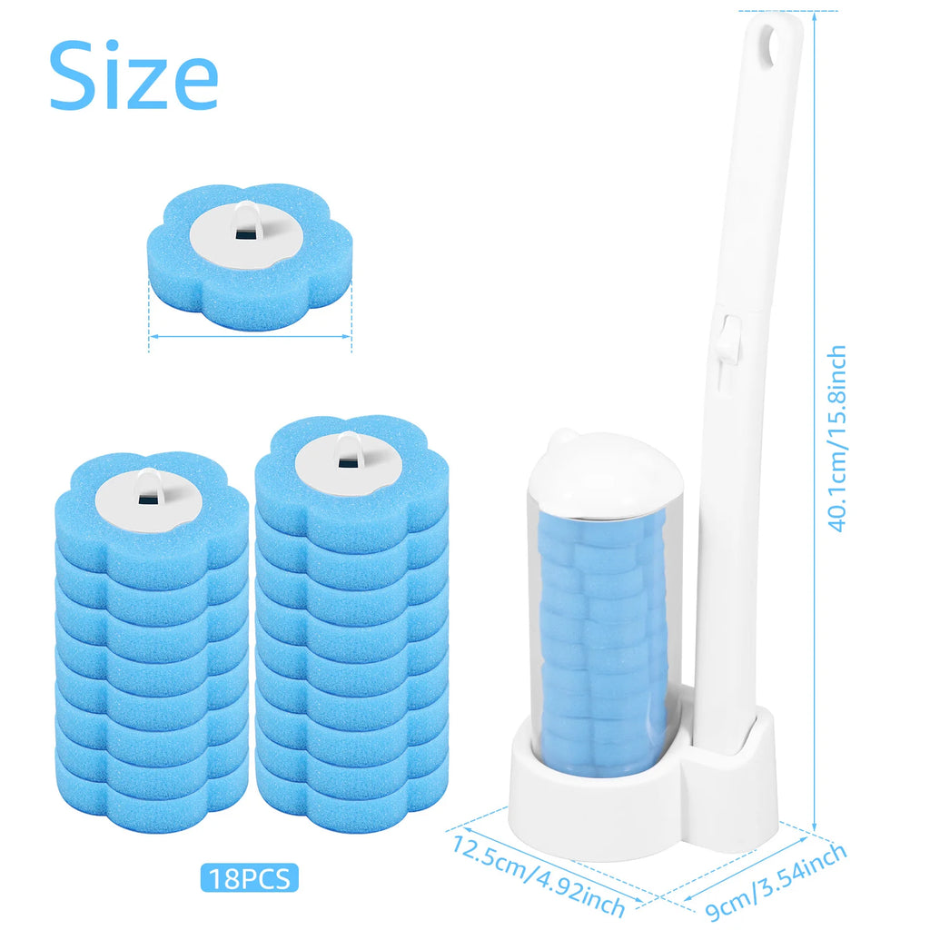 Disposable Toilet Brush Kit with Long Handle – 18/36 Refill Heads | Hygienic 360° Deep Cleaning Bathroom Set