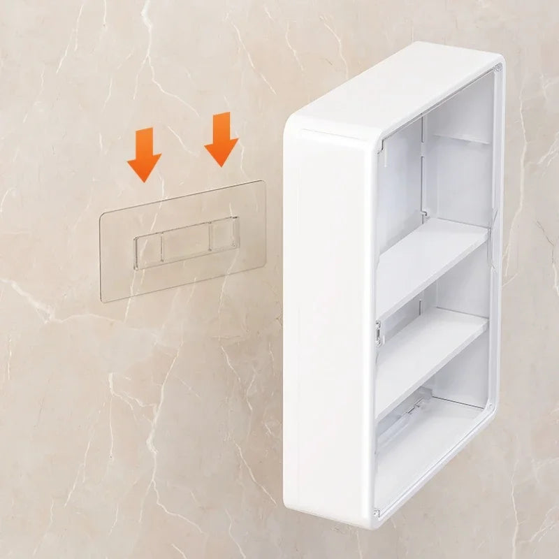 Multi-Layer Transparent Bathroom Organizer Cabinet – No-Drill Cosmetic Storage