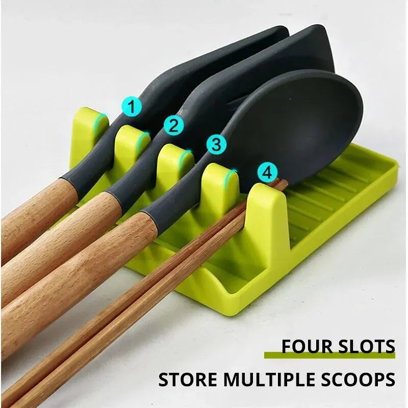 Kitchen Spoon Rest, Utensil Holder & Pot Lid Organizer Rack