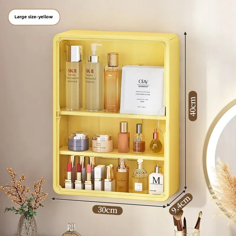 Multi-Layer Transparent Bathroom Organizer Cabinet – No-Drill Cosmetic Storage