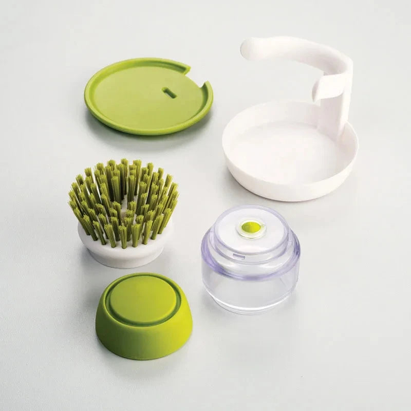 Soap Dispenser Dish Brush for Kitchen Cleaning with Holder Tray