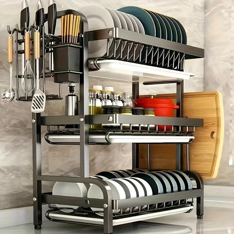 3-Tier Dish Drying Rack – Space-Saving Kitchen Counter Organizer