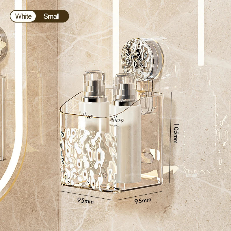 Water Ripple Wall-Mounted Bathroom Organizer – No-Drill Storage Basket