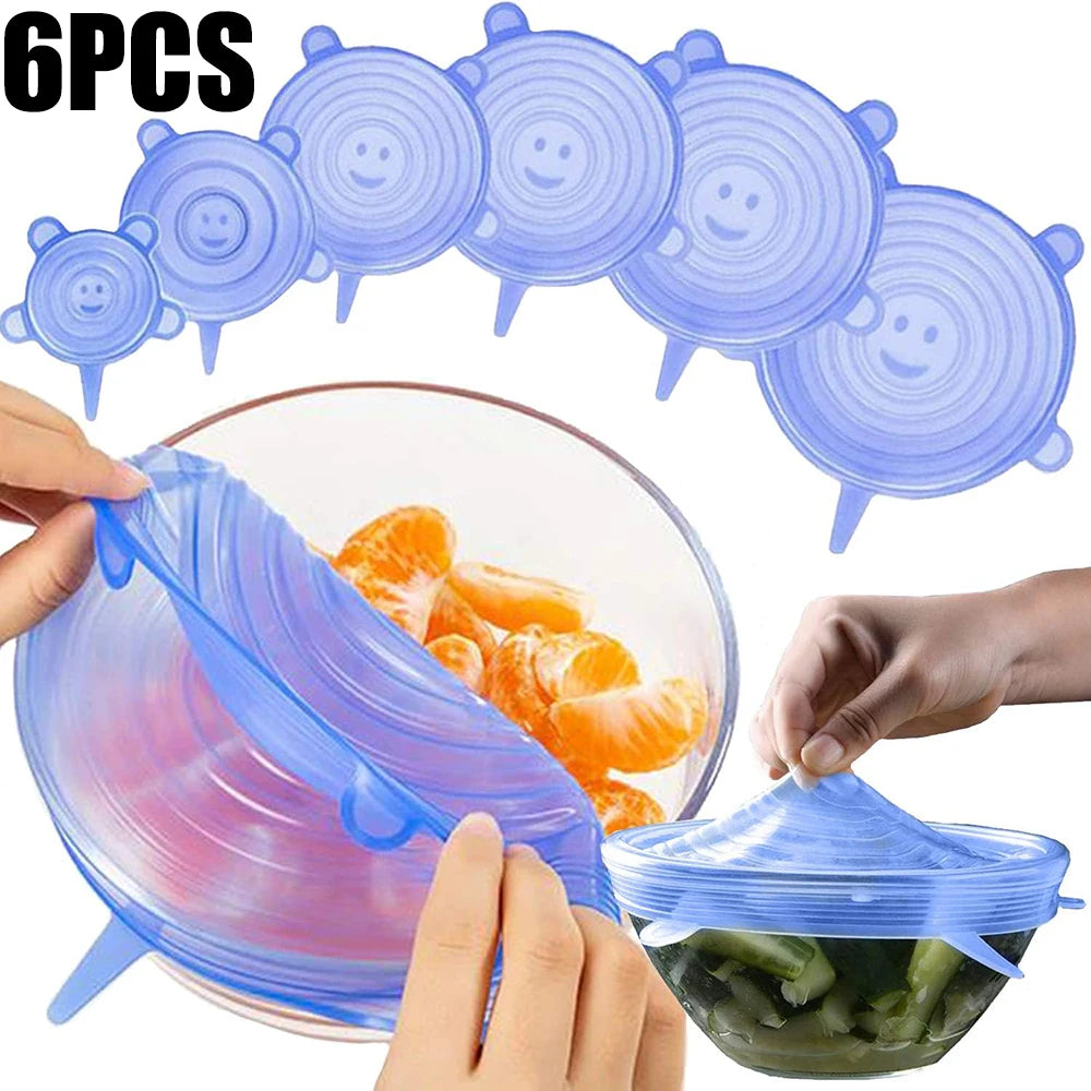 6Pcs Silicone Stretch Lids Set – Reusable Airtight Food Covers