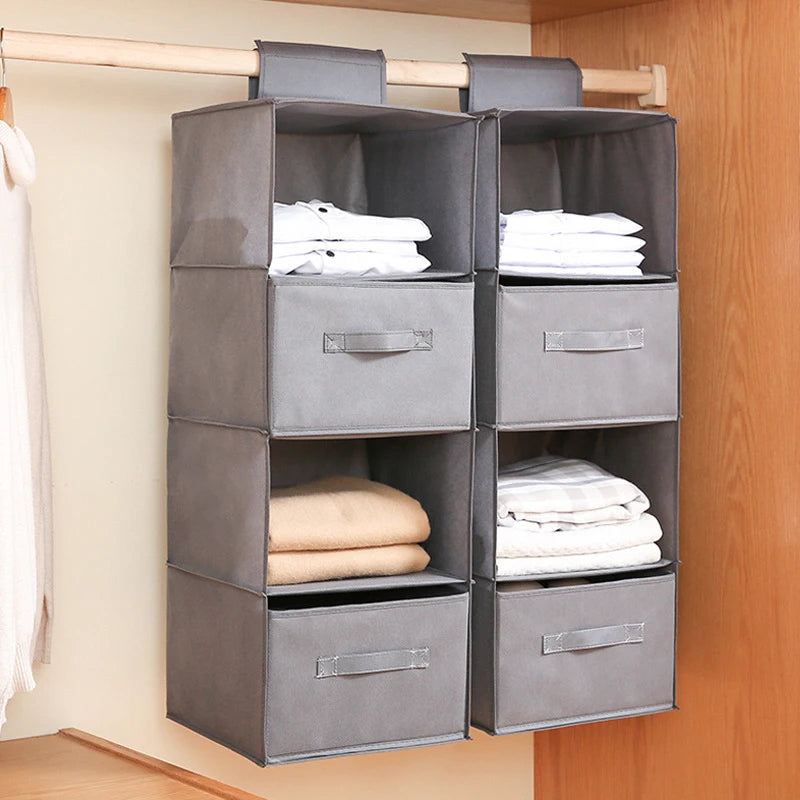 Hanging Closet Organizer – Foldable Storage Shelves with Drawers