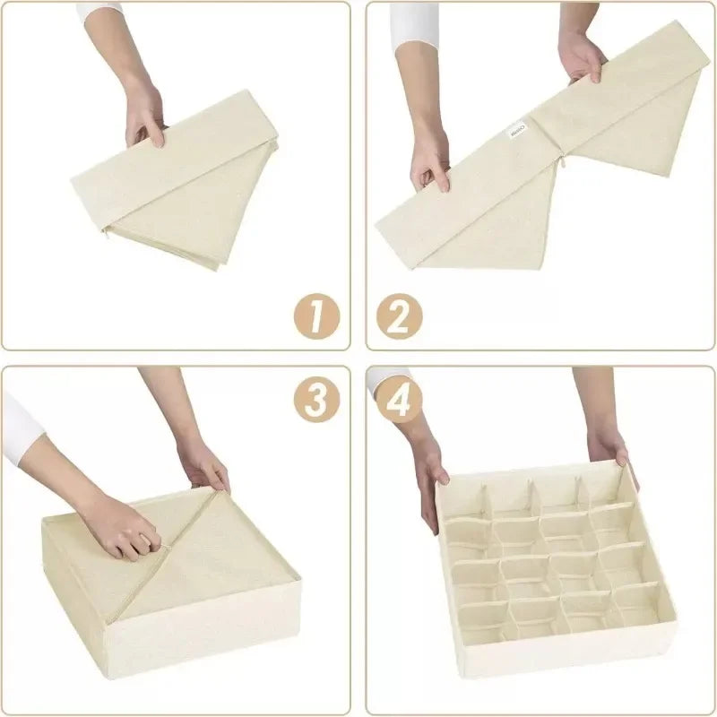 4-Piece Foldable Underwear & Socks Drawer Organizer Set – Non-Woven Storage Boxes