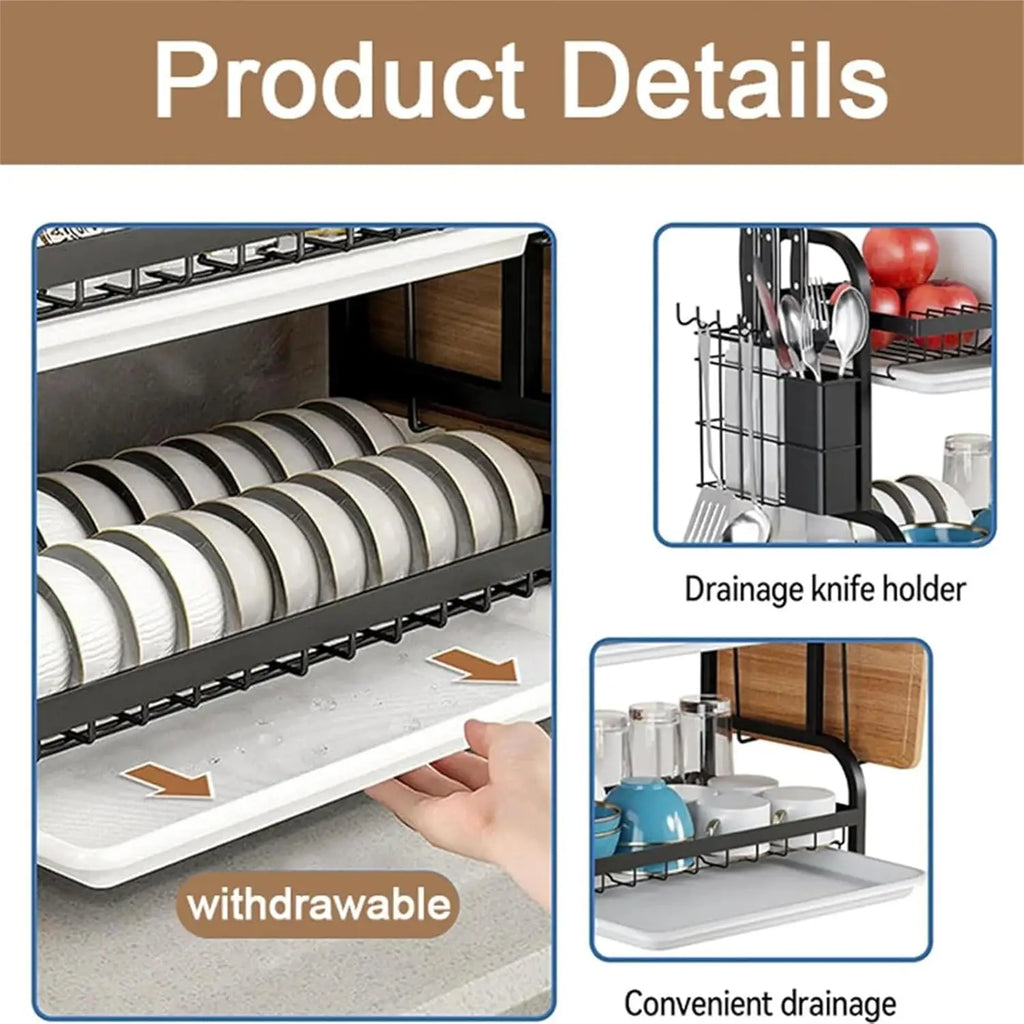 3-Tier Dish Drying Rack – Space-Saving Kitchen Counter Organizer