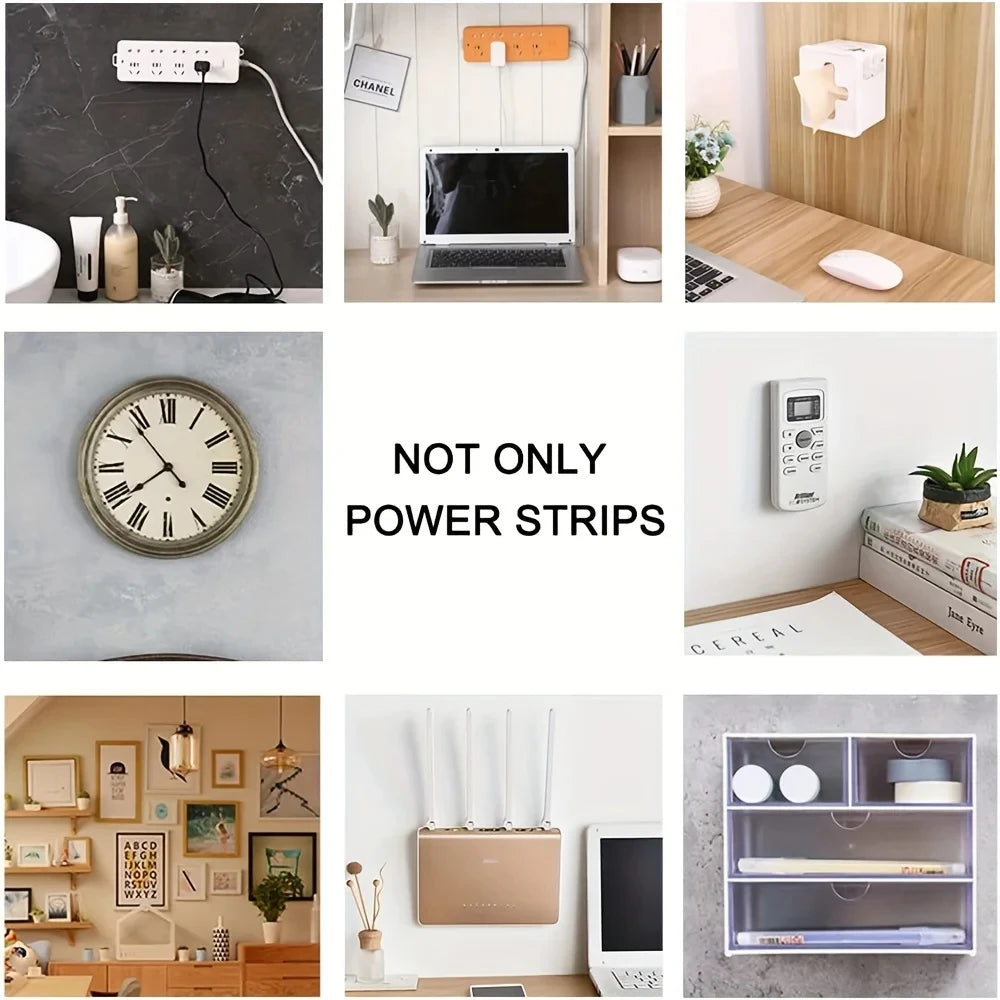 4pcs Socket Holder Set – Self-Adhesive Wall Mount for Power Strips