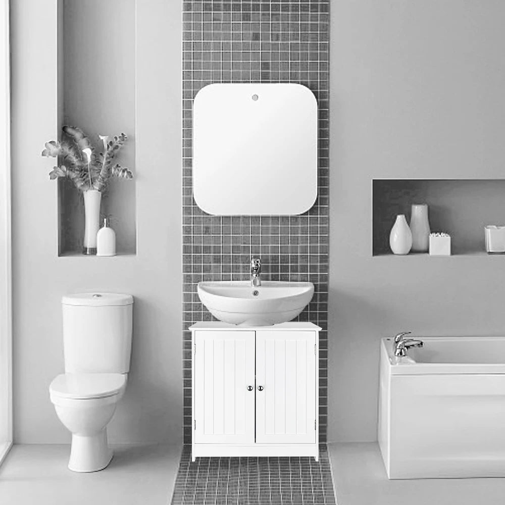 White Storage Cabinet for Bathroom Sink