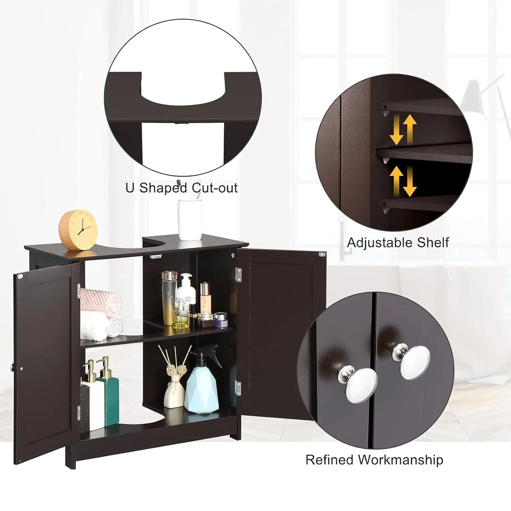 Pedestal Sink Storage Cabinet – Space-Saving Bathroom Vanity with Adjustable Shelf