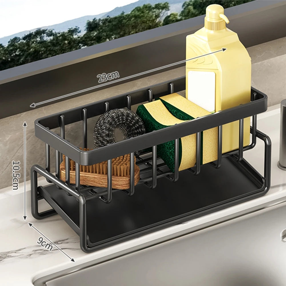 Kitchen Sink Organizer – Stainless Steel Sponge & Faucet Rack
