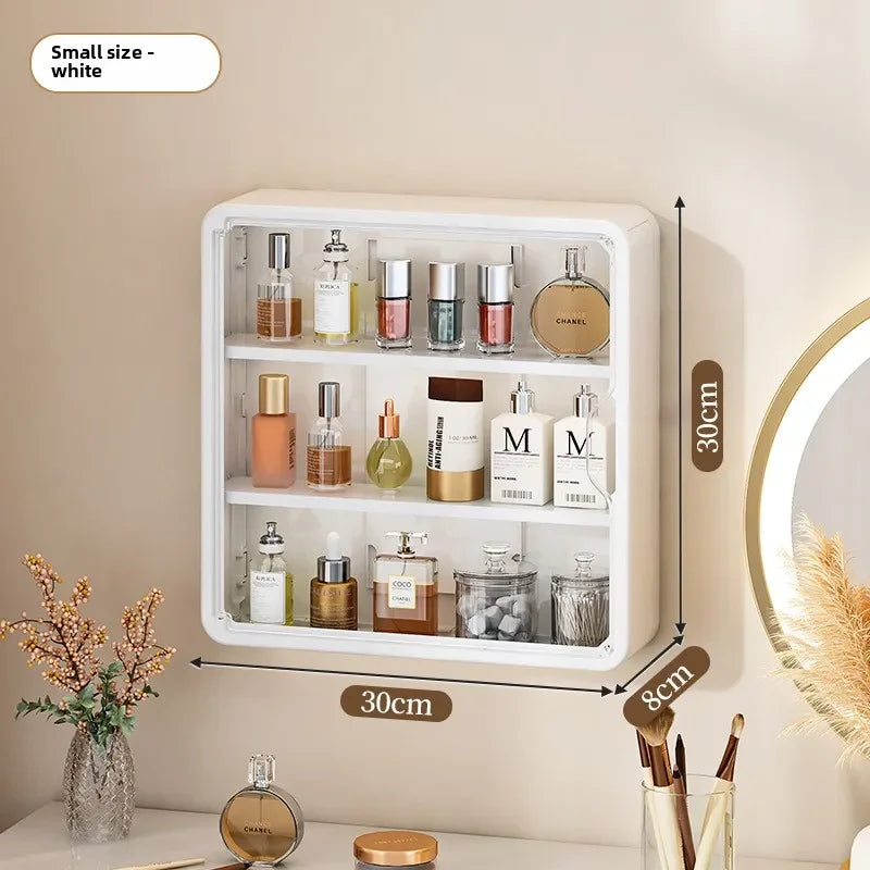 Multi-Layer Transparent Bathroom Organizer Cabinet – No-Drill Cosmetic Storage