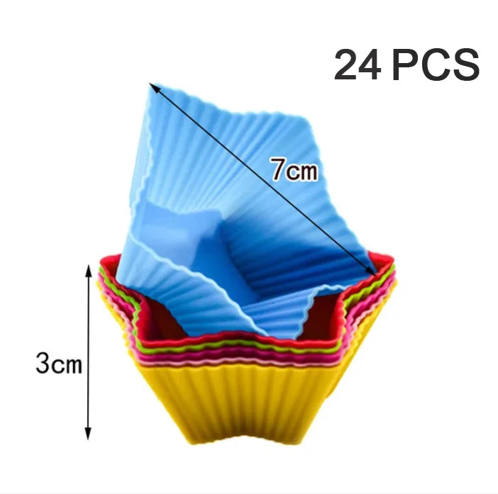6/12PCS Silicone muffin mold Round muffin cup Heart cake baking mold Kitchen Cooking supplies Cake decorating tools