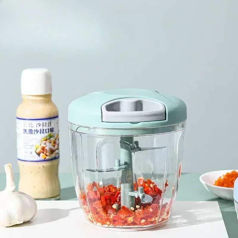 Manual Food Chopper – Pull Cord Vegetable & Garlic Cutter (500/900ML)