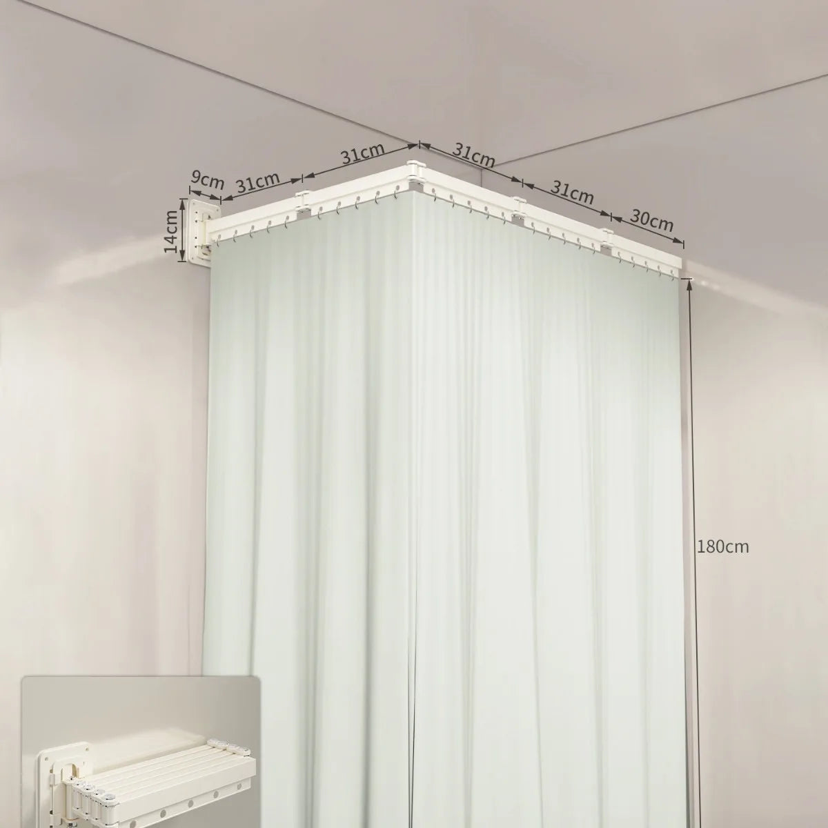 Folding Shower Curtain Set – Space-Saving Dry & Wet Separation