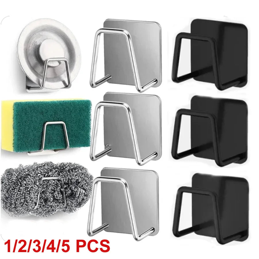 1-8pcs Kitchen Sponge holder Self Adhesive Sink Sponges Drain Drying Rack Wall Hooks Organizer bathroom Storage Rack