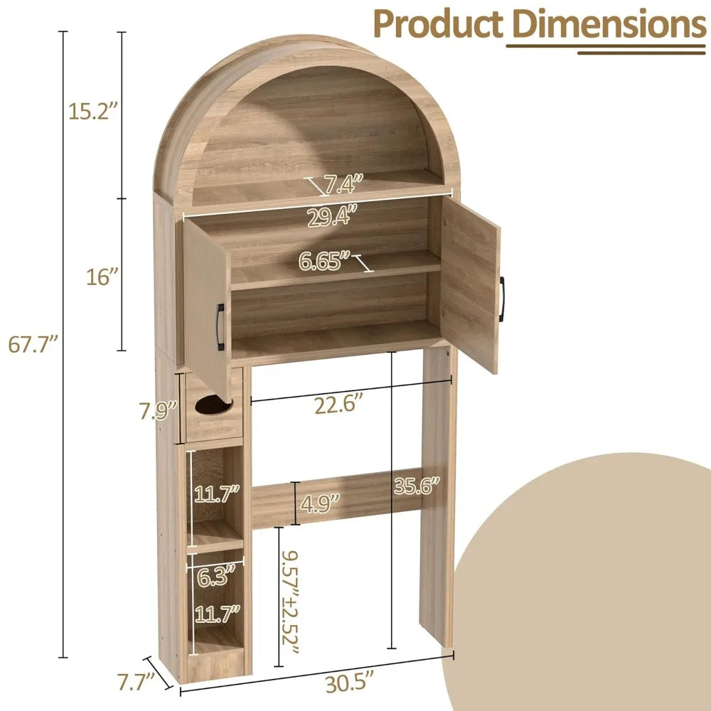 Freestanding Over Toilet Storage Cabinet – Bathroom Shelf Organizer with Multi-Level Storage