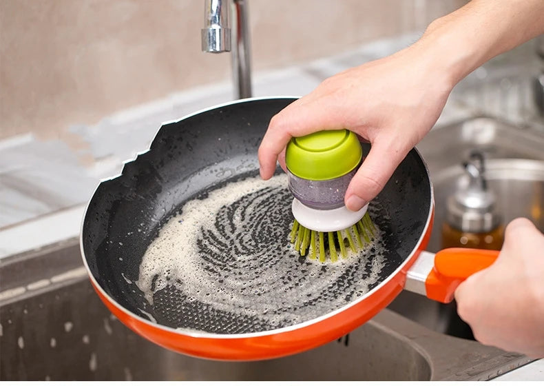 Soap Dispenser Dish Brush for Kitchen Cleaning with Holder Tray