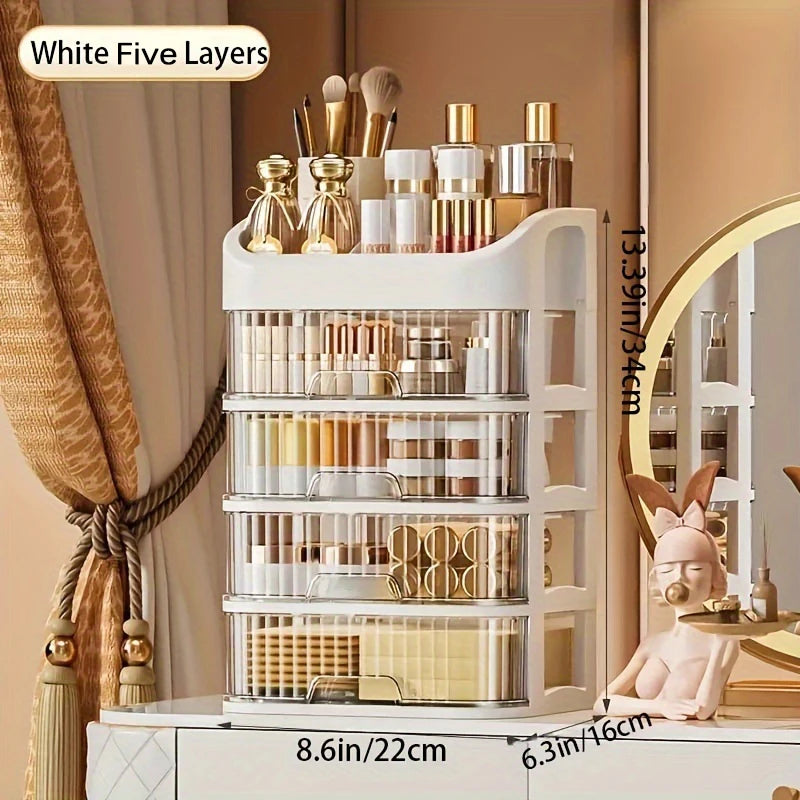Makeup Organizer Box – Transparent Multi-Drawer Cosmetic & Jewellery Storage