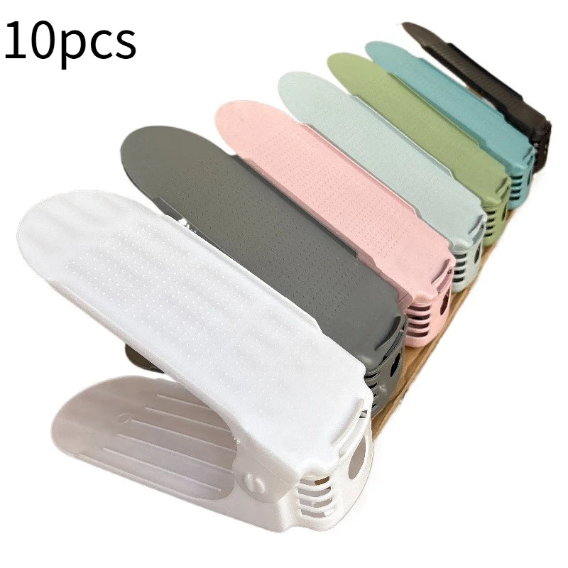 10Pcs Adjustable Shoe Stackers – Double-Layer Space-Saving Shoe Organizers