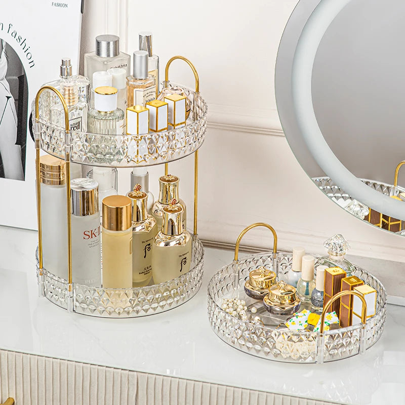 360° Rotating Makeup Organizer – 3 Tier Vanity Storage Rack