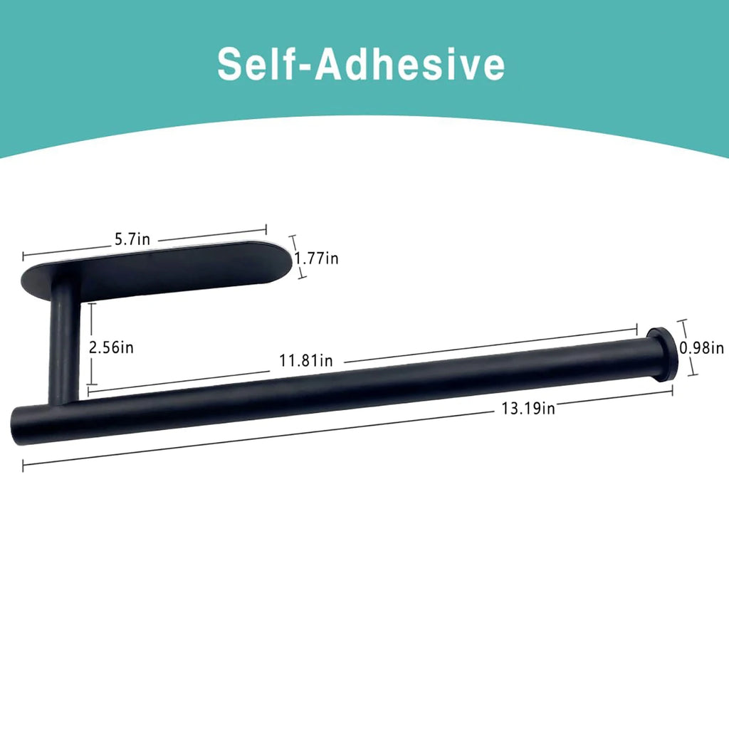 Adhesive Paper Towel Holder, Wall-Mounted Tissue & Toilet Roll Dispenser for Kitchen, Bathroom & Cabinet Storage