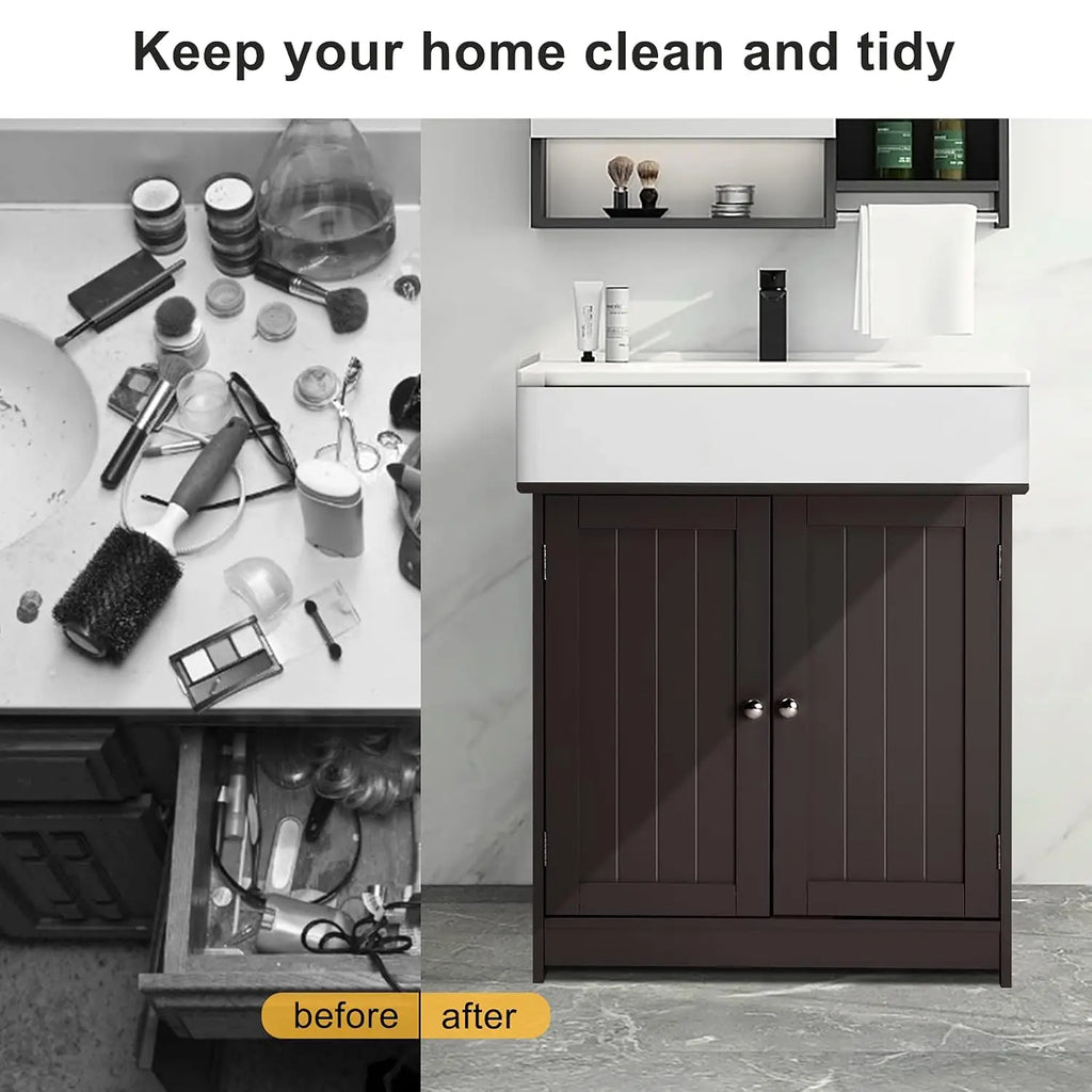 Pedestal Sink Storage Cabinet – Space-Saving Bathroom Vanity with Adjustable Shelf