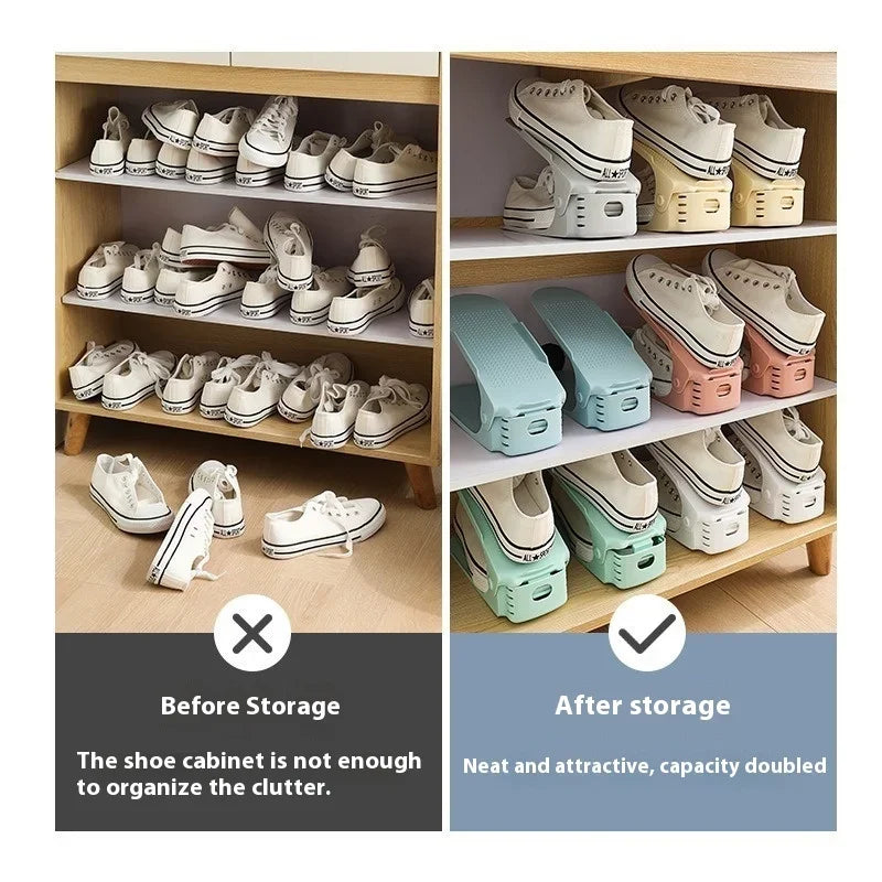 10Pcs Adjustable Shoe Stackers – Double-Layer Space-Saving Shoe Organizers