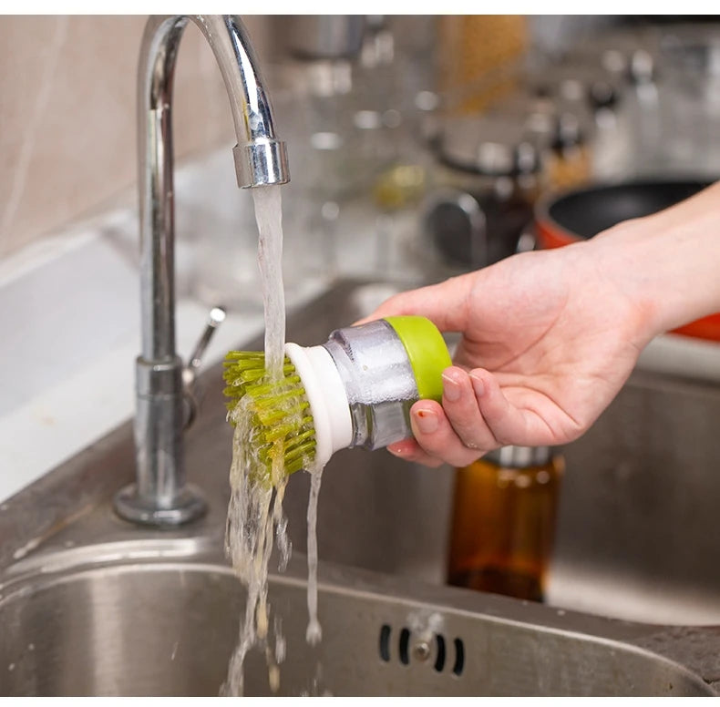 Soap Dispenser Dish Brush for Kitchen Cleaning with Holder Tray