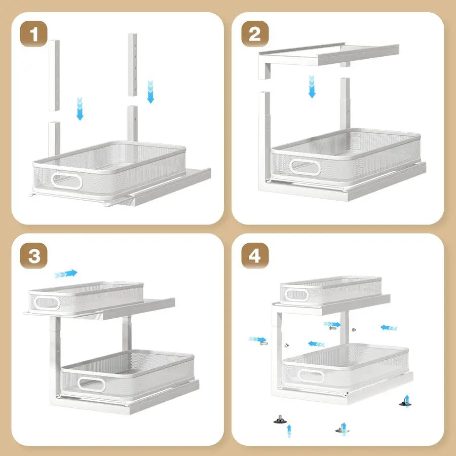 2-Tier Pull-Out Under Sink Organizer – Sliding Storage Drawer for Kitchen & Bathroom