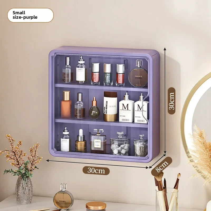 Multi-Layer Transparent Bathroom Organizer Cabinet – No-Drill Cosmetic Storage