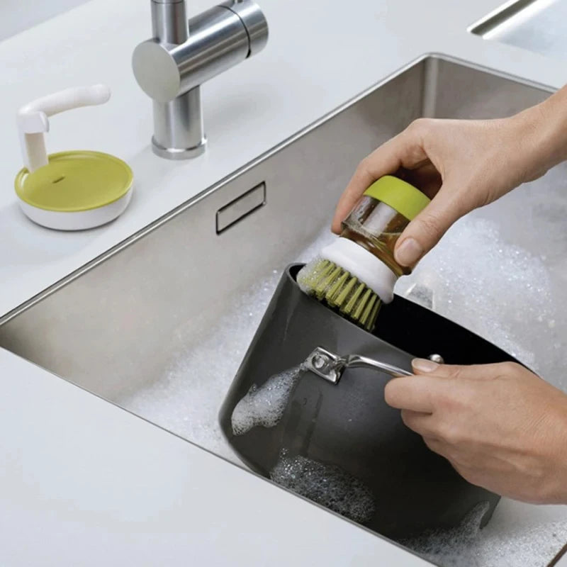 Soap Dispenser Dish Brush for Kitchen Cleaning with Holder Tray