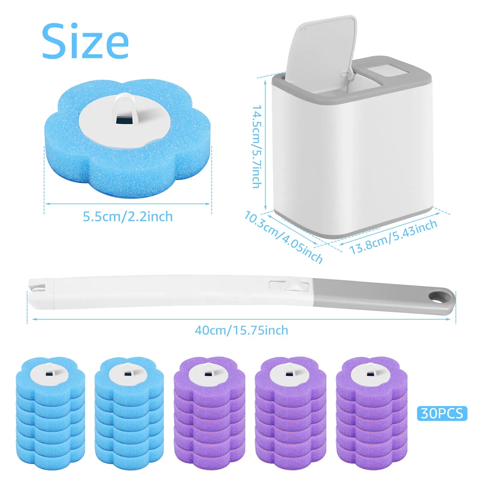 Disposable Toilet Brush Kit with Long Handle – 18/36 Refill Heads | Hygienic 360° Deep Cleaning Bathroom Set