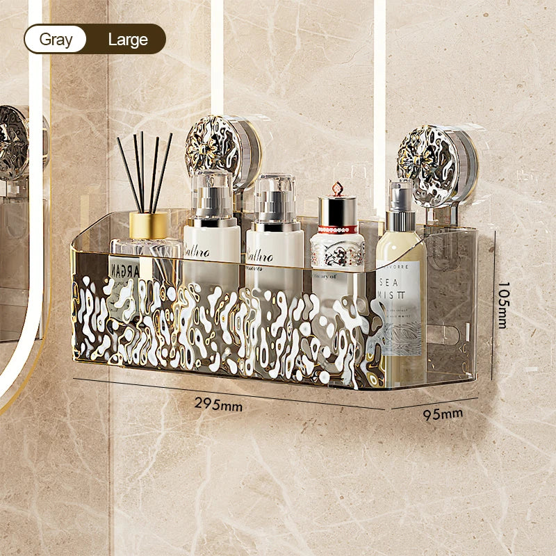 Water Ripple Wall-Mounted Bathroom Organizer – No-Drill Storage Basket