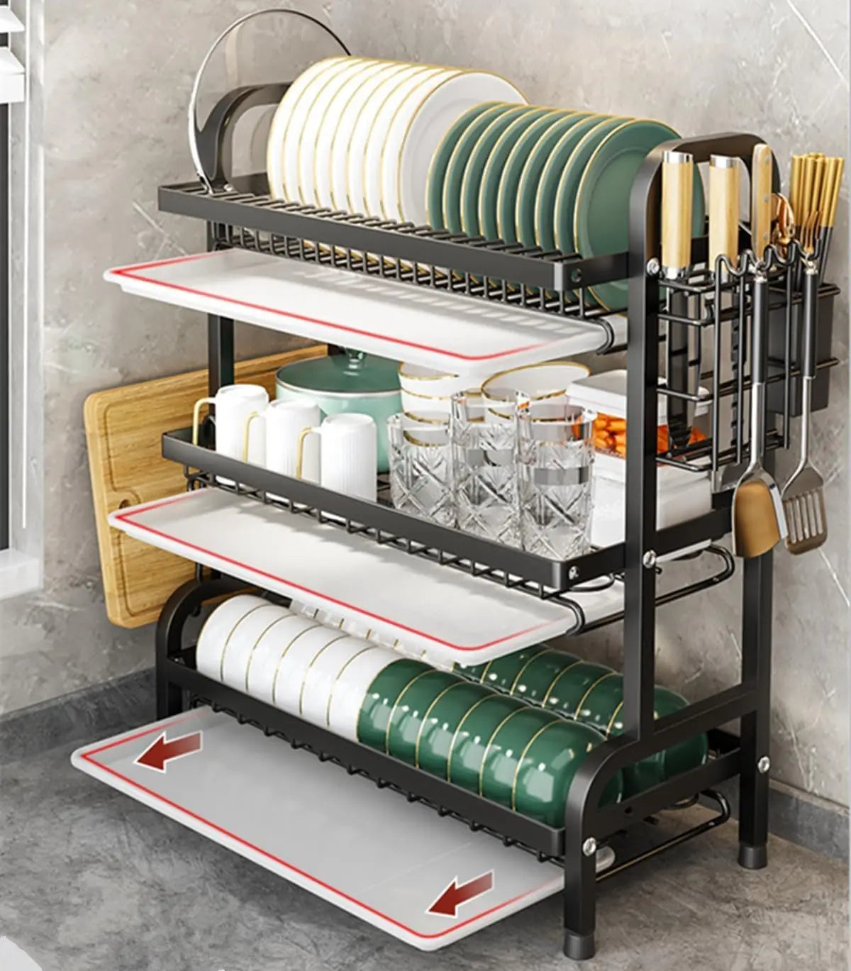 3-Tier Dish Drying Rack – Space-Saving Kitchen Counter Organizer