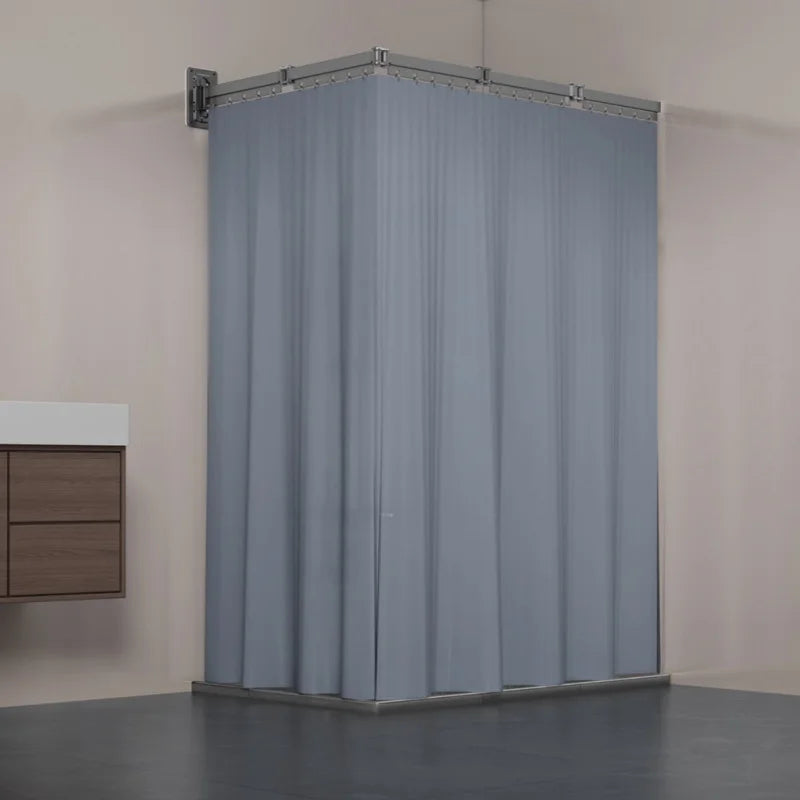 Folding Shower Curtain Set – Space-Saving Dry & Wet Separation
