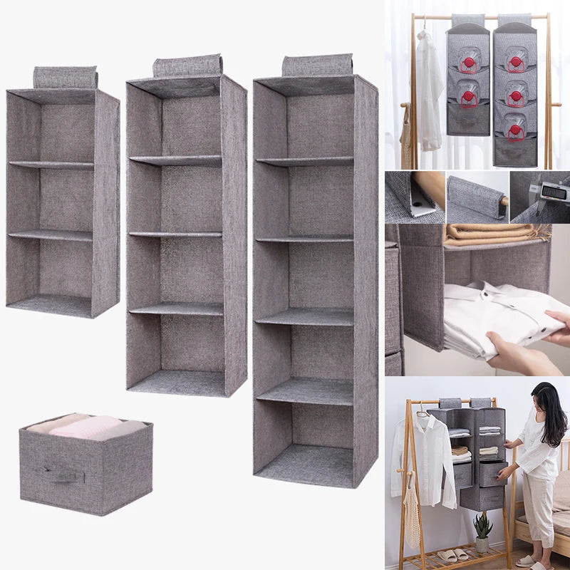 Hanging Closet Organizer – Foldable Storage Shelves with Drawers