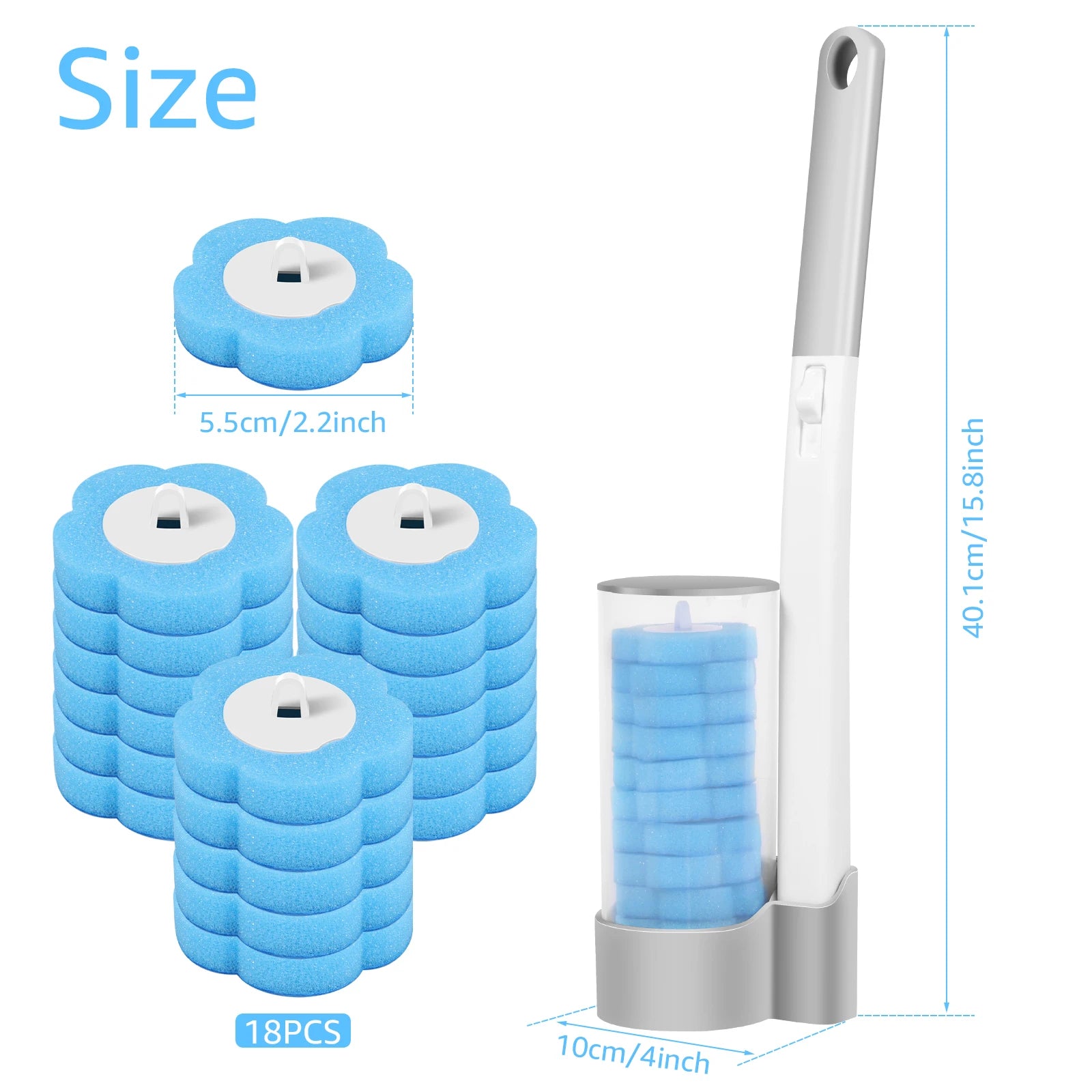 Disposable Toilet Brush Kit with Long Handle – 18/36 Refill Heads | Hygienic 360° Deep Cleaning Bathroom Set