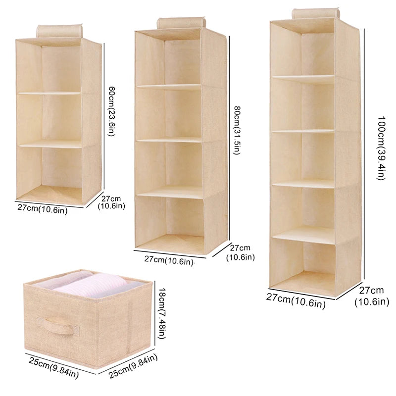 Hanging Closet Organizer – Foldable Storage Shelves with Drawers