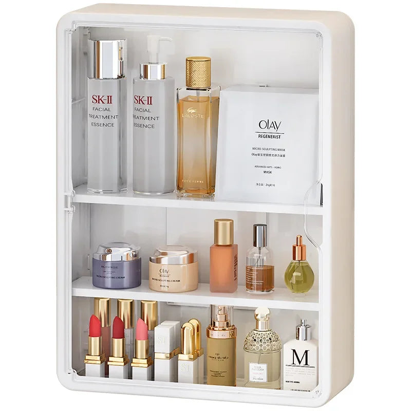 Multi-Layer Transparent Bathroom Organizer Cabinet – No-Drill Cosmetic Storage