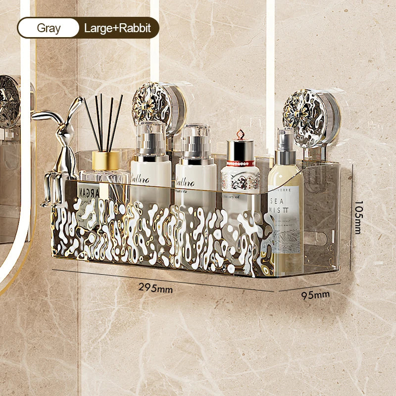 Water Ripple Wall-Mounted Bathroom Organizer – No-Drill Storage Basket