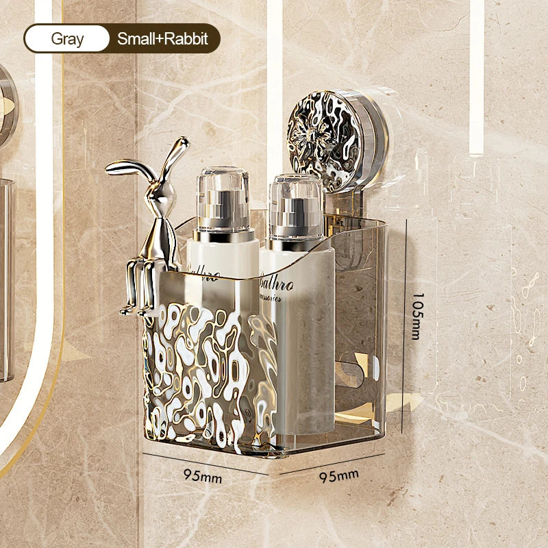 Water Ripple Wall-Mounted Bathroom Organizer – No-Drill Storage Basket