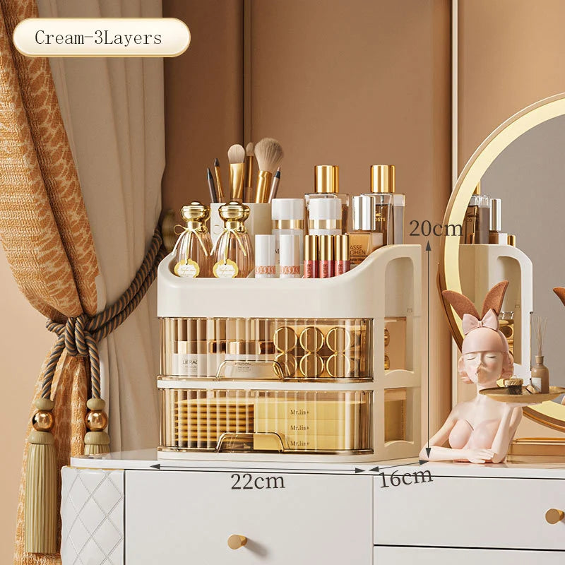 Makeup Organizer Box – Transparent Multi-Drawer Cosmetic & Jewellery Storage