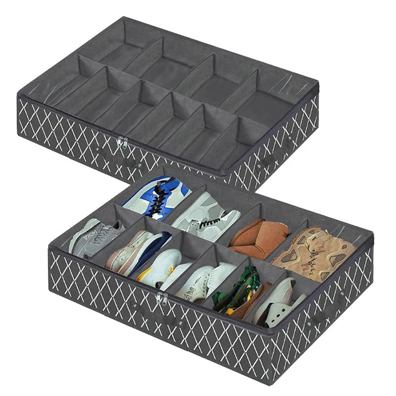 Under-Bed Shoe Storage Organizer – Foldable Clear Window Box (Holds 12–16 Pairs)