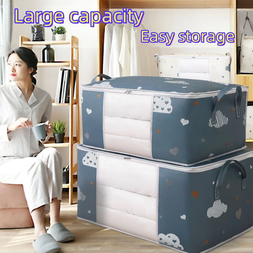 Large Storage Bag – Foldable Closet Organizer with Handles & Clear Window