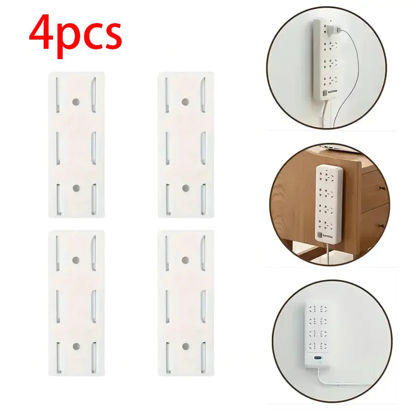 4pcs Socket Holder Set – Self-Adhesive Wall Mount for Power Strips