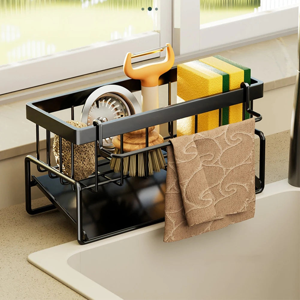 Kitchen Sink Organizer – Stainless Steel Sponge & Faucet Rack