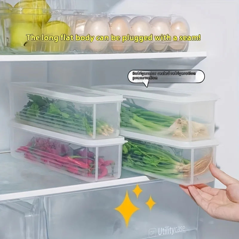 Refrigerator Fresh-Keeping Storage Box, Transparent Sealed Food Preservation Container for Fruits & Vegetables