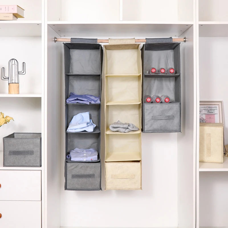 Hanging Closet Organizer – Foldable Storage Shelves with Drawers